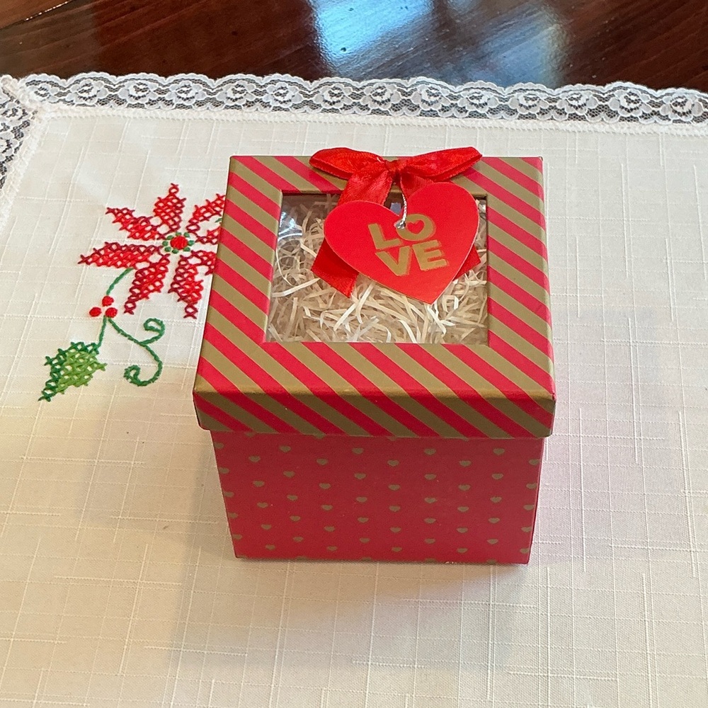 Red and Gold Gift Box with Heart Tag